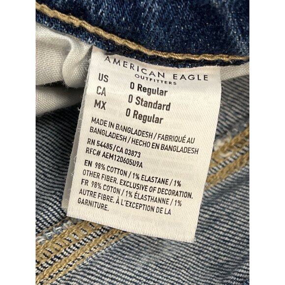 American Eagle Wide Leg Stretch Denim Jeans Womens Medium Wash Size 0 - Picture 7 of 8